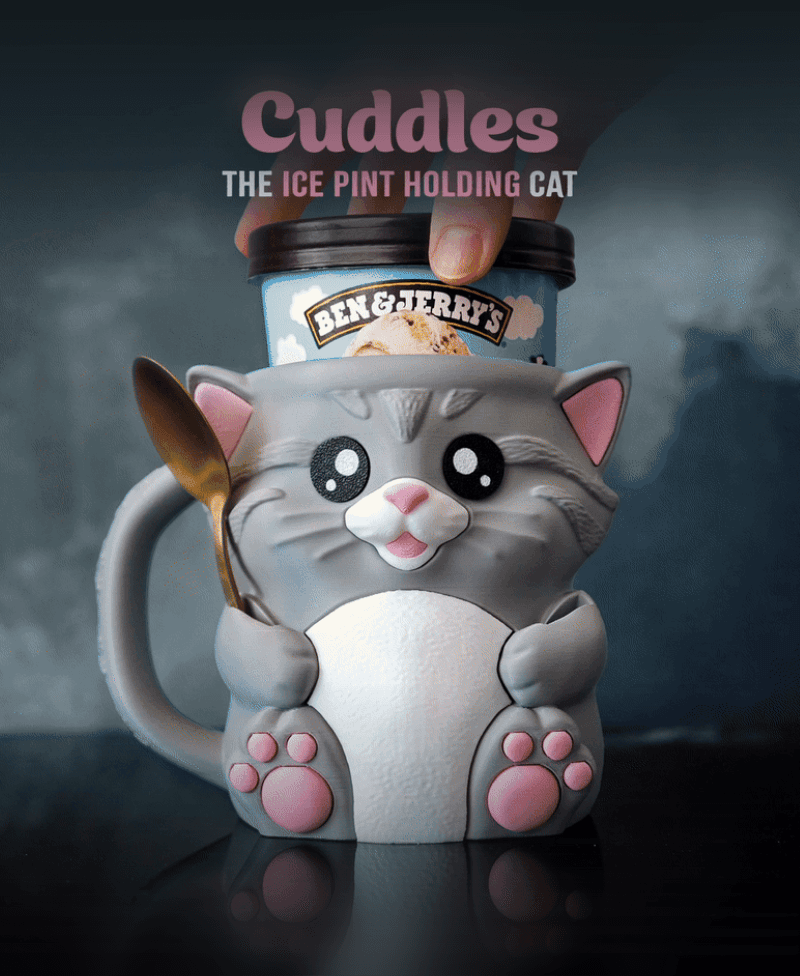 Cuddles, the Cat Ice Pint Holder