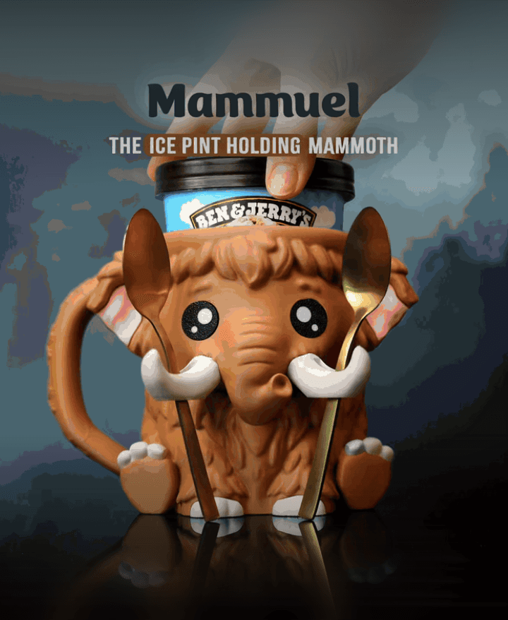 Mammuel, the Ice Pint Holding Mammoth