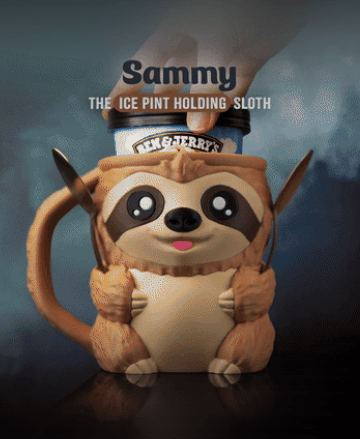 Sammy, the Ice Pint Holding Sloth